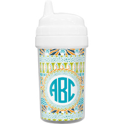 Abstract Teal Stripes Sippy Cup (Personalized)