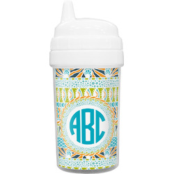 Abstract Teal Stripes Sippy Cup (Personalized)