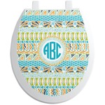 Abstract Teal Stripes Toilet Seat Decal (Personalized)