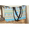 Abstract Teal Stripes Tote w/Black Handles - Lifestyle View