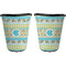 Abstract Teal Stripes Trash Can Black - Front and Back - Apvl