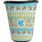 Abstract Teal Stripes Trash Can Black
