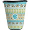 Abstract Teal Stripes Waste Basket - Single Sided (Black) (Personalized)
