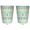 Abstract Teal Stripes Trash Can White - Front and Back - Apvl