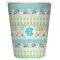 Abstract Teal Stripes Trash Can White