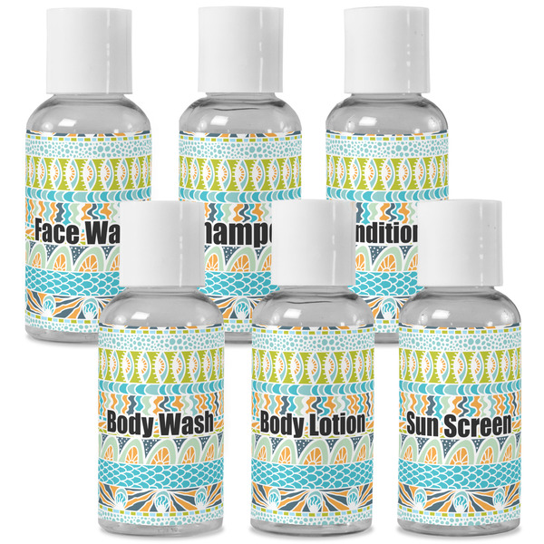 Custom Abstract Teal Stripes Travel Bottles (Personalized)