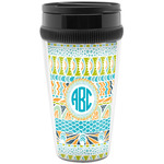 Abstract Teal Stripes Acrylic Travel Mug without Handle (Personalized)