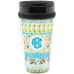 Abstract Teal Stripes Acrylic Travel Mug without Handle (Personalized)