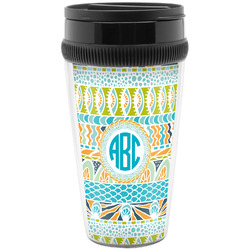 Abstract Teal Stripes Acrylic Travel Mug without Handle (Personalized)