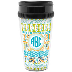 Abstract Teal Stripes Acrylic Travel Mug without Handle (Personalized)