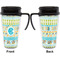 Abstract Teal Stripes Travel Mug with Black Handle - Approval