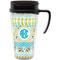 Abstract Teal Stripes Acrylic Travel Mug with Handle (Personalized)