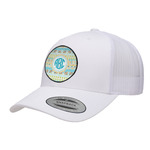 Abstract Teal Stripes Trucker Hat - White (Personalized)