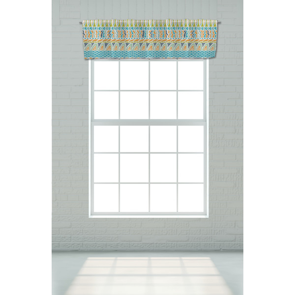 Abstract Teal Stripes Valance - On window