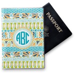 Abstract Teal Stripes Vinyl Passport Holder (Personalized)