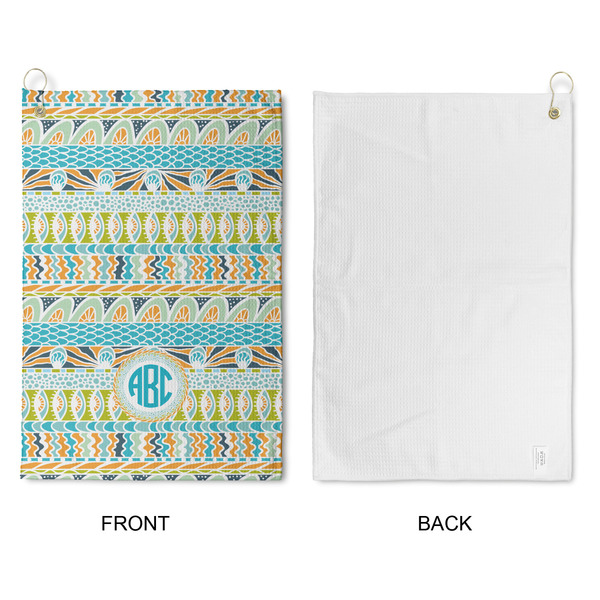Abstract Teal Stripes Waffle Weave Golf Towel - Approval