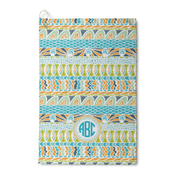Abstract Teal Stripes Waffle Weave Golf Towel (Personalized)