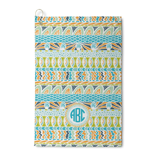 Custom Abstract Teal Stripes Waffle Weave Golf Towel (Personalized)