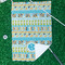 Abstract Teal Stripes Waffle Weave Golf Towel - In Context