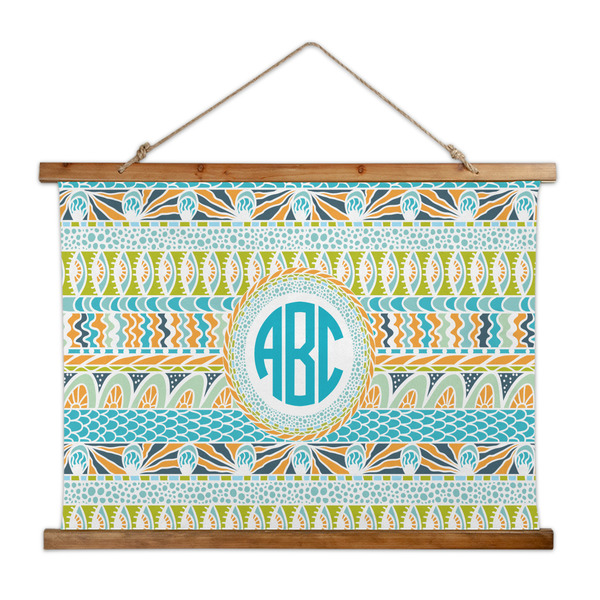 Custom Abstract Teal Stripes Wall Hanging Tapestry - Wide (Personalized)