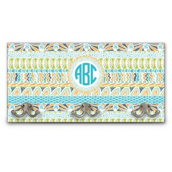 Abstract Teal Stripes Wall Mounted Coat Rack (Personalized)