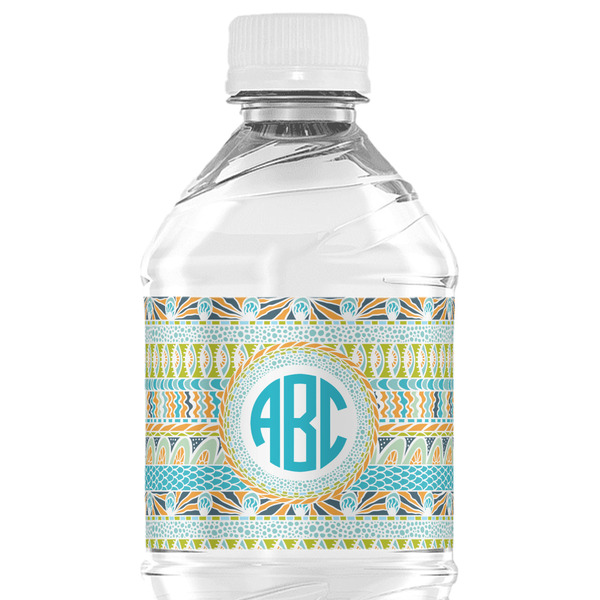 Custom Abstract Teal Stripes Water Bottle Labels - Custom Sized (Personalized)