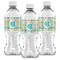 Abstract Teal Stripes Water Bottle Labels - Front View