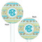 Abstract Teal Stripes White Plastic 5.5" Stir Stick - Double Sided - Round - Front & Back