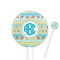 Abstract Teal Stripes 5.5" Round Plastic Stir Sticks - White - Single Sided (Personalized)