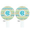 Abstract Teal Stripes White Plastic 7" Stir Stick - Double Sided - Round - Front & Back