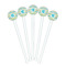 Abstract Teal Stripes White Plastic 7" Stir Stick - Round - Fan View