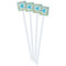 Abstract Teal Stripes White Plastic Stir Stick - Double Sided - Square - Front
