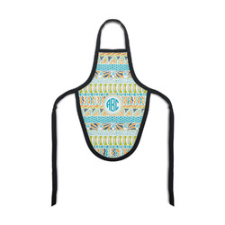 Abstract Teal Stripes Bottle Apron (Personalized)