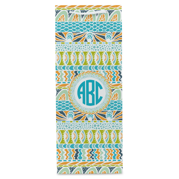 Abstract Teal Stripes Wine Gift Bag - Matte - Front