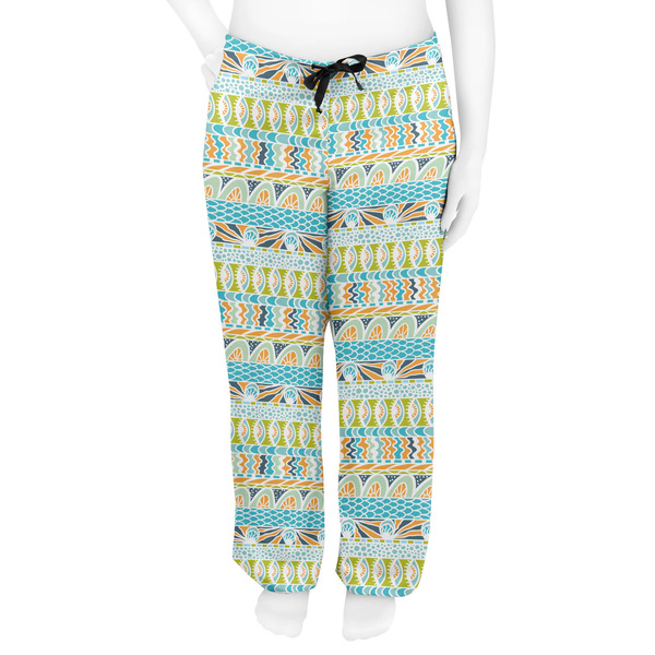 Abstract Teal Stripes Women's Pj on model - Front