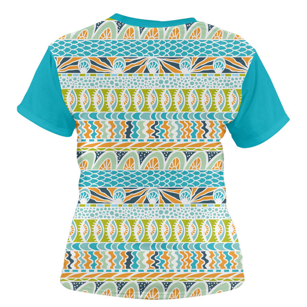Abstract Teal Stripes Women's T-shirt Back