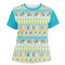 Abstract Teal Stripes Womens Crew Neck T Shirt - Main