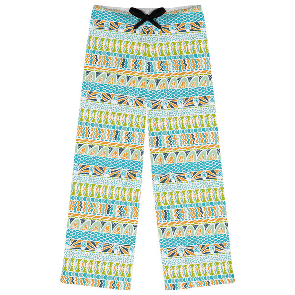 Custom Abstract Teal Stripes Womens Pajama Pants - XL