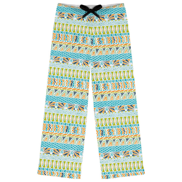 Custom Abstract Teal Stripes Womens Pajama Pants - S