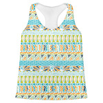 Abstract Teal Stripes Womens Racerback Tank Top - Small