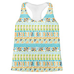Abstract Teal Stripes Womens Racerback Tank Top - X Large