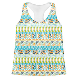 Abstract Teal Stripes Womens Racerback Tank Top - Small (Personalized)