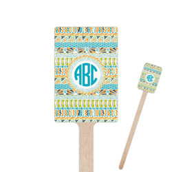 Abstract Teal Stripes 6.25" Rectangle Wooden Stir Sticks - Single Sided (Personalized)