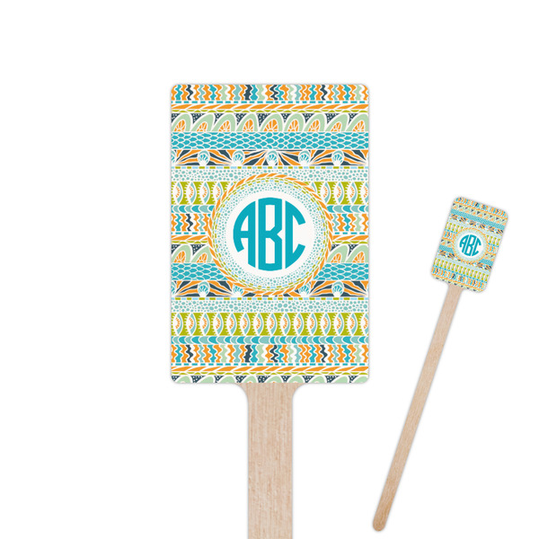 Custom Abstract Teal Stripes Rectangle Wooden Stir Sticks (Personalized)