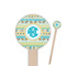 Abstract Teal Stripes Round Wooden Food Picks (Personalized)