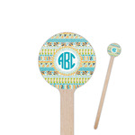 Abstract Teal Stripes Round Wooden Stir Sticks (Personalized)