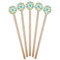 Abstract Teal Stripes Wooden 6" Stir Stick - Round - Fan View