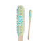 Abstract Teal Stripes Wooden Food Pick - Paddle - Closeup