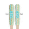 Abstract Teal Stripes Wooden Food Pick - Paddle - Double Sided - Front & Back