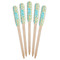 Abstract Teal Stripes Wooden Food Pick - Paddle - Fan View